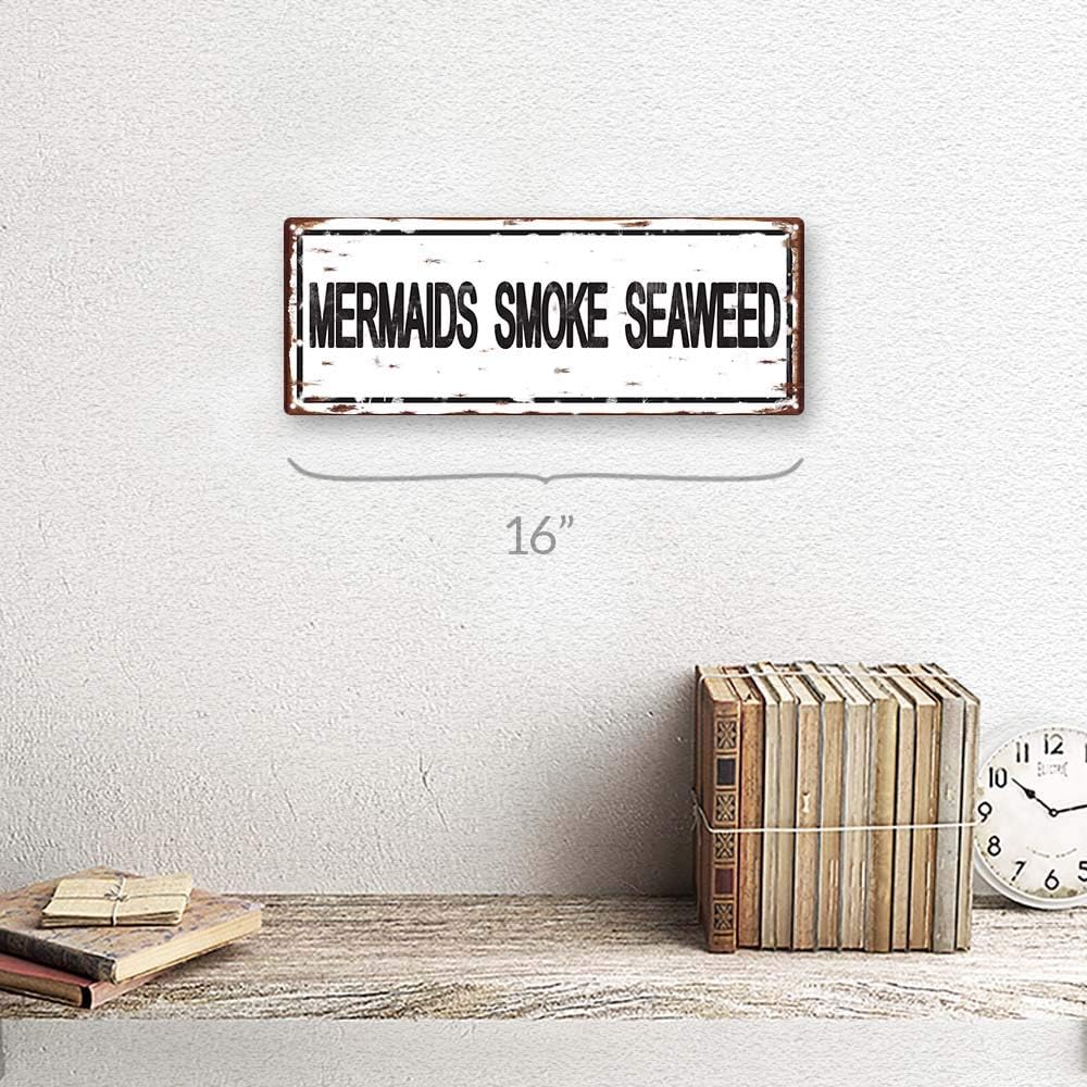 OMSC Mermaids Smoke Seaweed Metal Sign, Contemporary Beach Sign, Pool Décor, Multicolor, 6W x 16L - Image 3