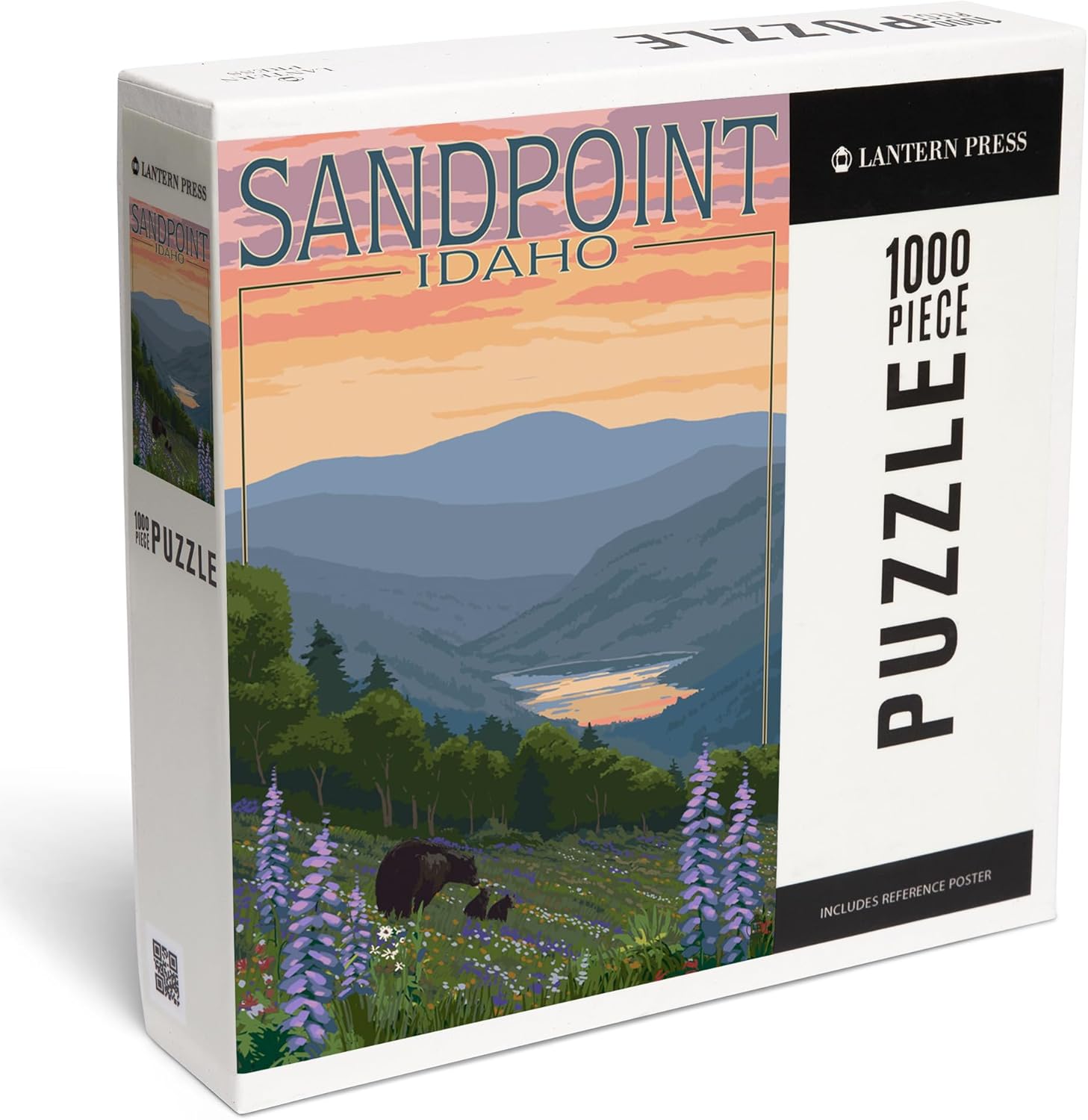 Lantern Press Sandpoint, Idaho, Bear and Spring Flowers 1000 Piece Jigsaw Puzzle for Adults, Made in USA with Reference Poster