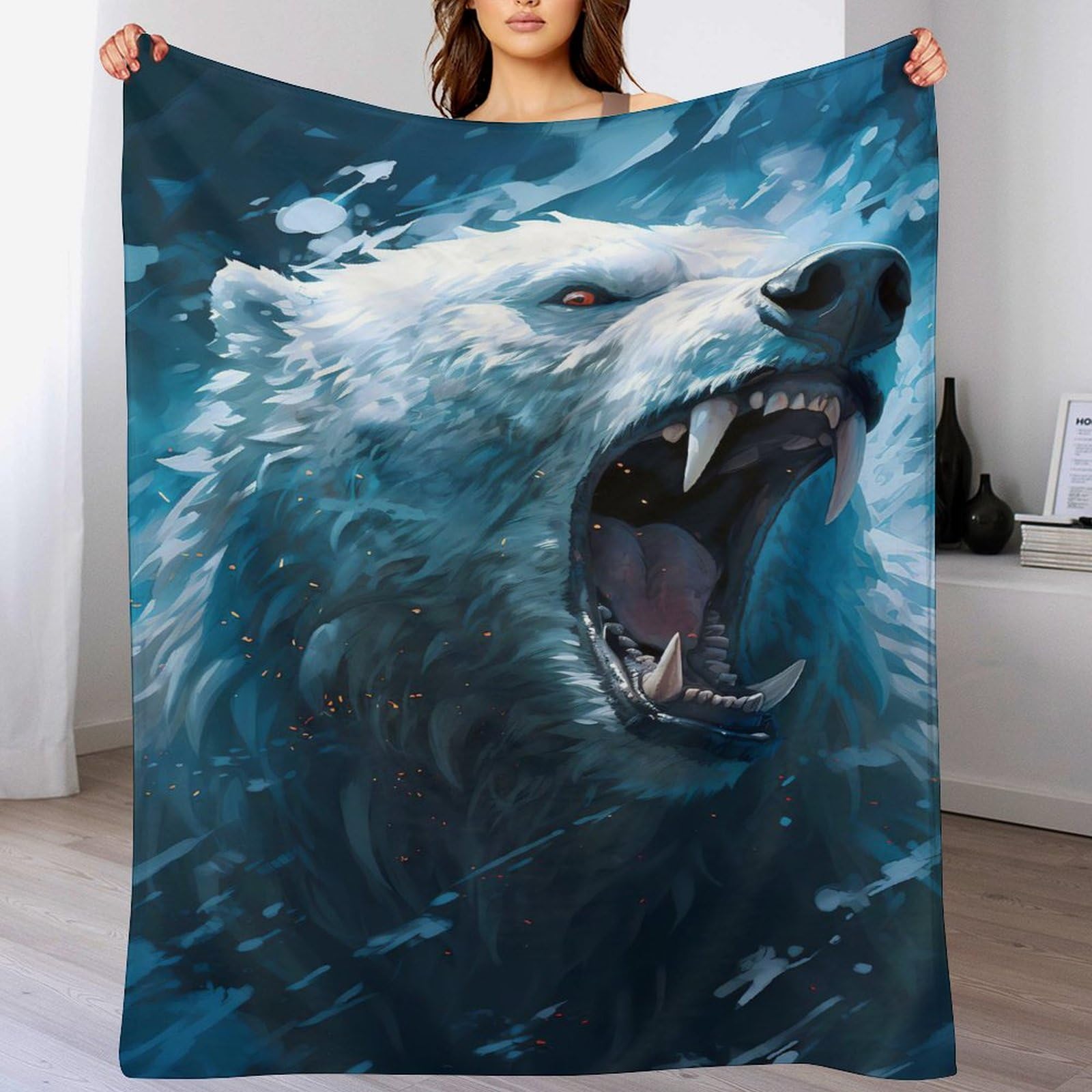 Couverture ours polaire en flannel 180x200cm pour lit et canapé