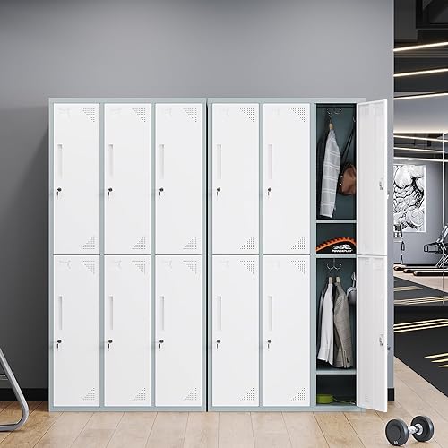 Vista 12 de STANI Armario de metal, armarios de metal para empleados con cerradura, armario de almacenamiento con cerradura, armario de almacenamiento