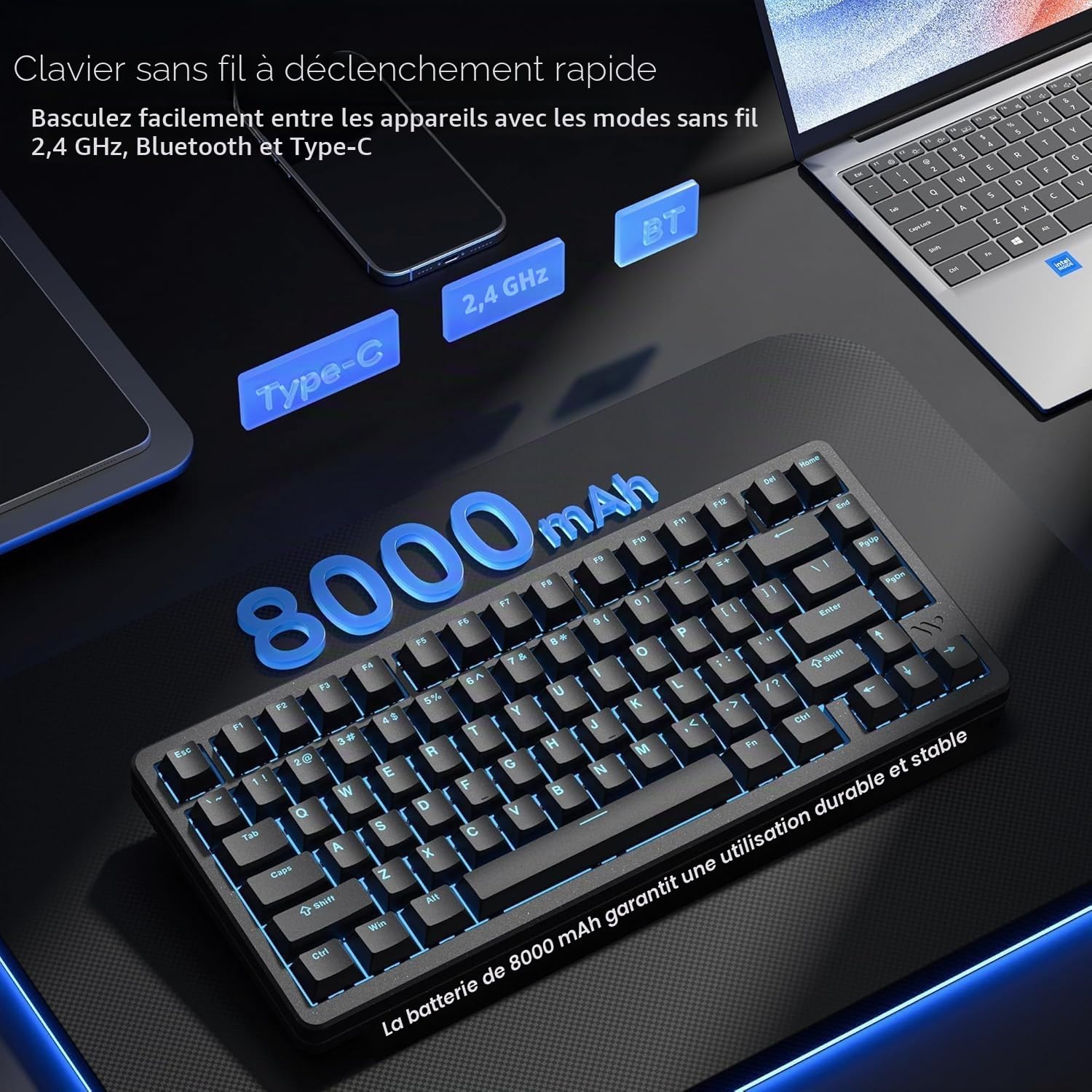 SK75 TMR/HE Clavier de Jeu 75% Effet Hall ANSI US, en Aluminium, 3 Modes