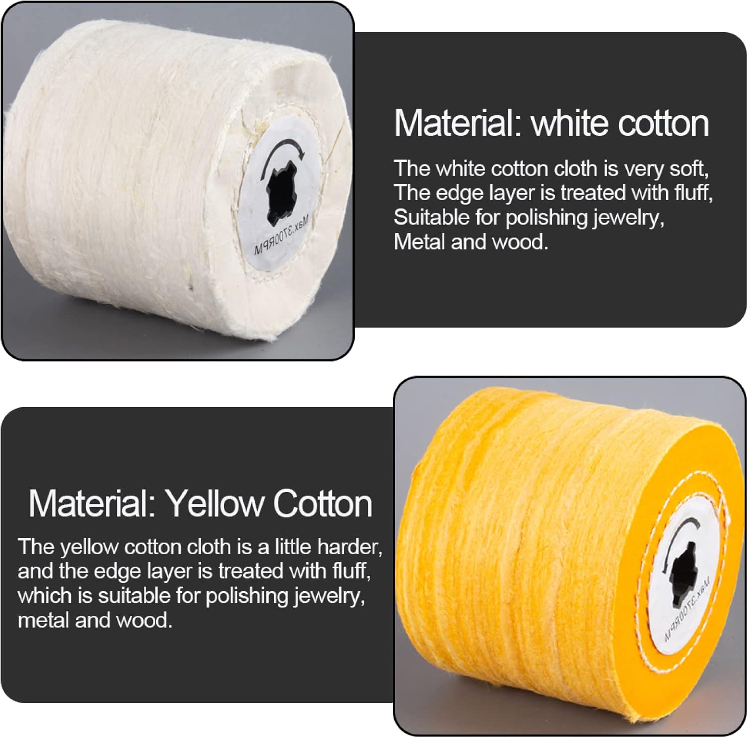 1 Piece Cotton Cloth Polishing Buffing Wheel For Metal Finishing For Wire Drawing Machine,120x100mm Yellow