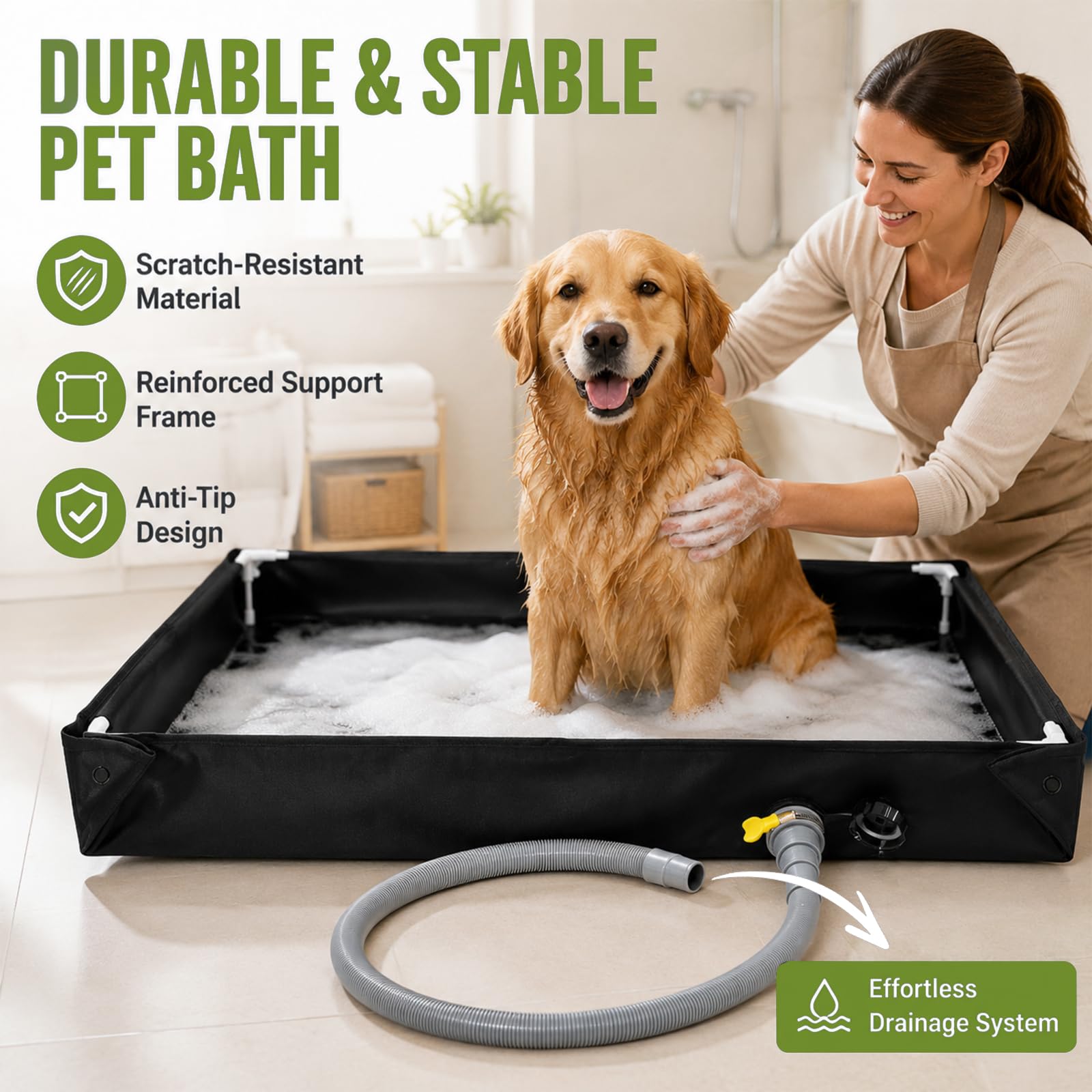 Receveur de douche portable - Base de douche pliable - Bac de douche pliable - Avec tuyau de vidange - 80 x 80 x 10 cm - Oxford durable - Imperméable - Sol de tente - Pour camping - Pour douche