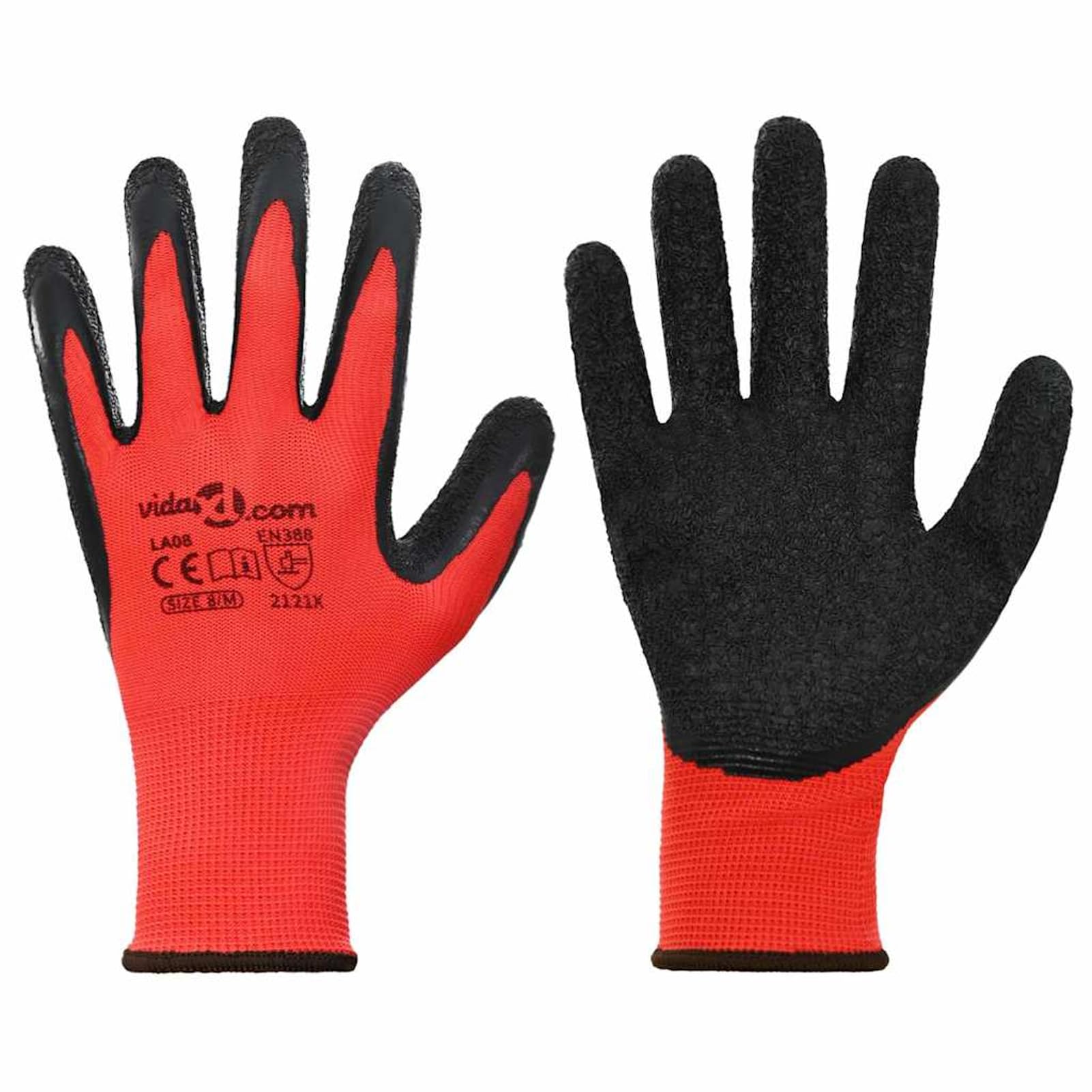 Arbeitshandschuhe 24 pcs Rot und Schwarz 8 / m Latexbeschichtung Model42020693