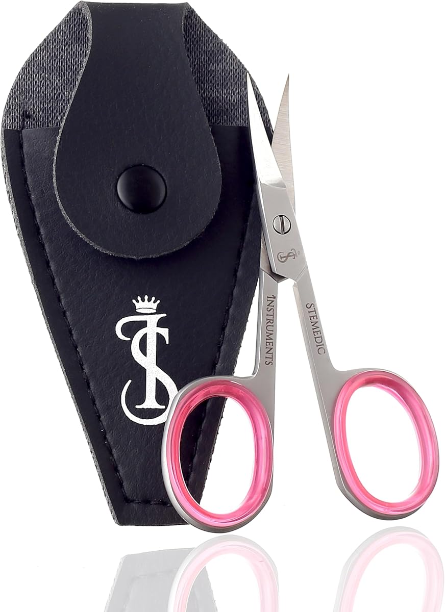 Nail Scissors Curved Eyebrow Scissors for Nail, Cuticle, Eyelashes, Nose Hair, Mustache and Beard - Manicure and Pedicure Small Scissors for Men and Women