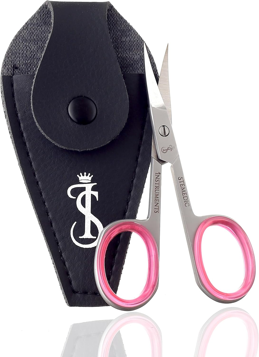 Nail Cuticle Scissors Curved Eyebrow Scissors for Nail, Cuticle, Eyelashes, Nose Hair, Mustache and Beard - Manicure and Pedicure Small Scissors for Men and Women (Blue)