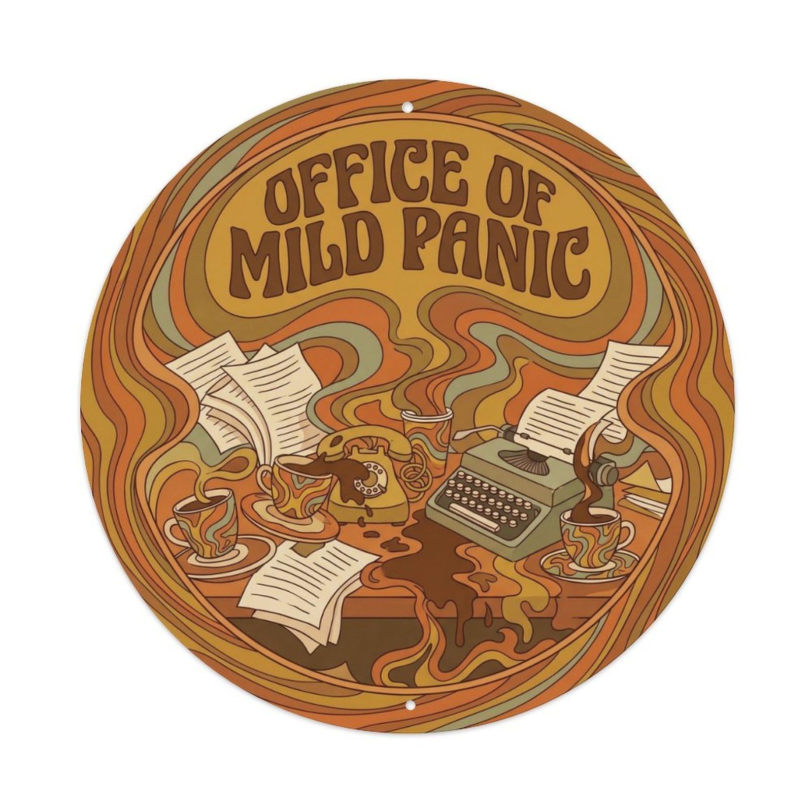 Olhnbad Style Office Mild Panic Typewriter Desk 1970S Quote Metal Tin Sign