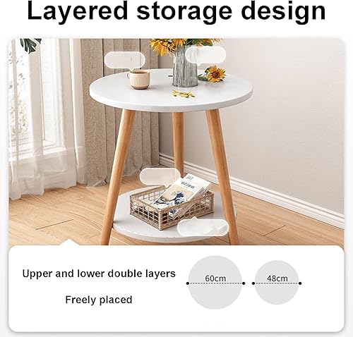 Miniatura 6 de Mesa auxiliar redonda pequeña para espacios pequeños, mesa auxiliar redonda, mesa auxiliar moderna de mediados de siglo, mesa auxiliar redonda de 2