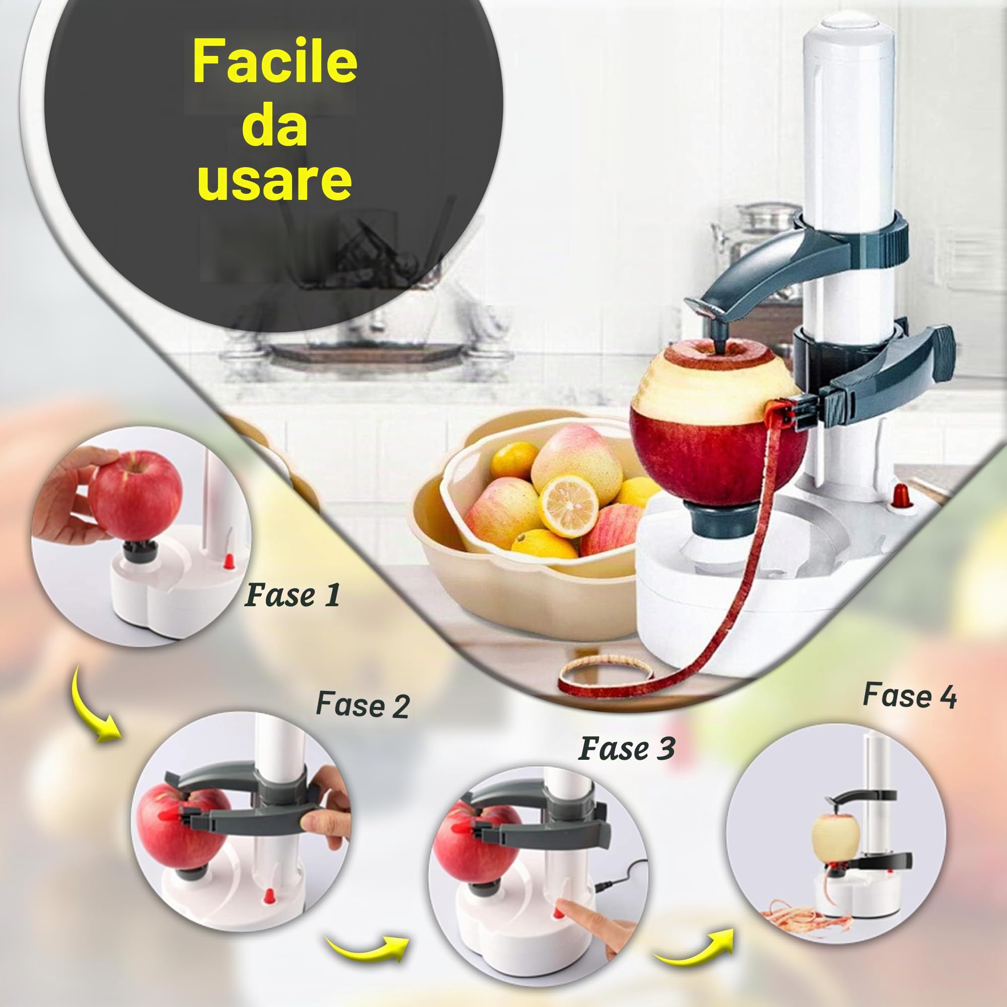 ARSUK Multifunzione Elettrico Pelapatate Automatico Rotante Mela Pelapatate Verdura Fresa Acciaio Inossidabile Cucina Macchina Peeling Attrezzo