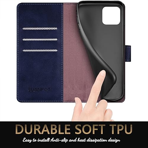Miniatura 6 de SUANPOT Funda para iPhone 13 (no 13Pro) de 6.1 pulgadas 5G con bloqueo RFID, tarjetero y tarjetero, funda de piel sintética con tapa para teléfono,