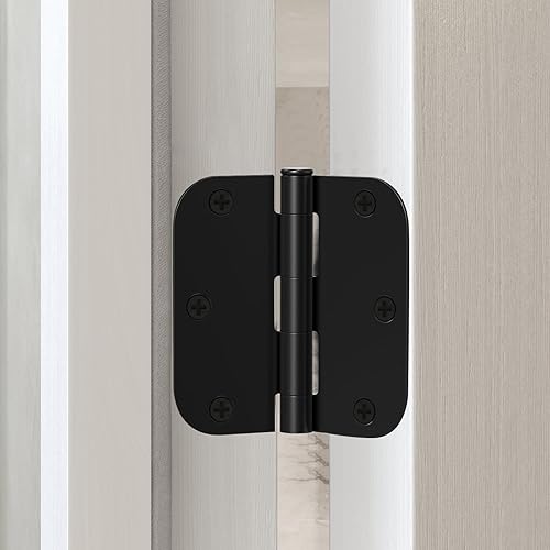 Miniatura 3 de Bisagras de puerta color negro mate, paquete de 108 bisagras negras para puerta de 3.5 pulgadas redondeadas para puertas interiores con esquinas de