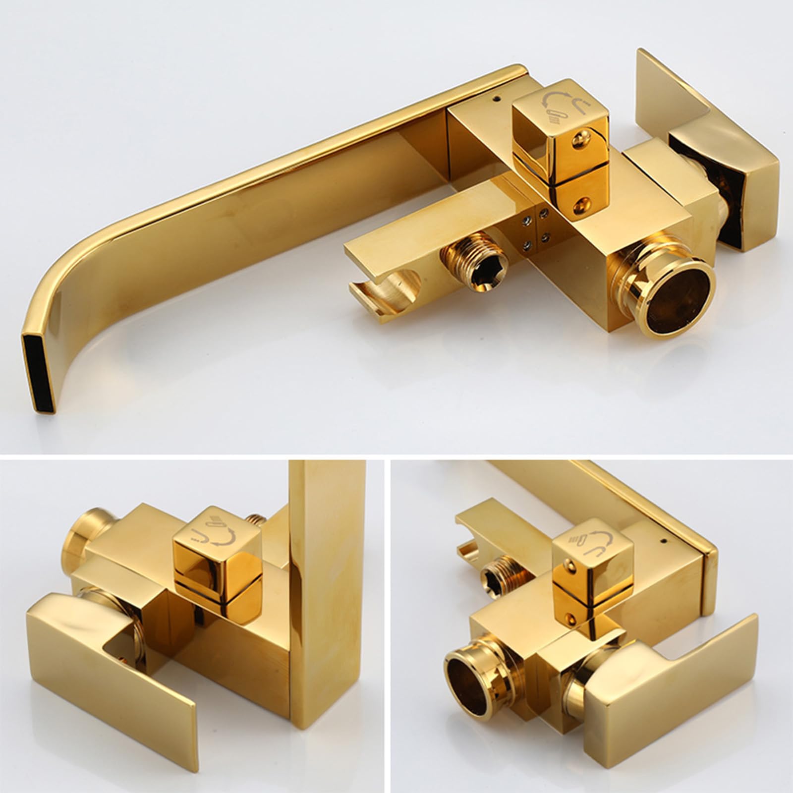 Bateria wannowo-prysznicowa Rose Gold wolnostojąca bateria wannowa z prysznicem Obrotowa bateria 360° Bateria wannowo-prysznicowa Zawór przełączający