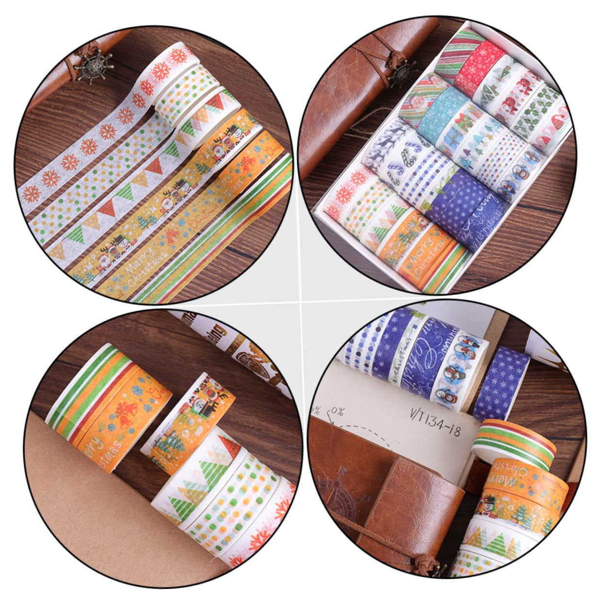 EXCEART 72rollos Cintas Adhesivas Washi De Navidad para Decoración De Scrapbooking y Manualidades Diseño Temático Festivo para Planificadores y Embalaje De