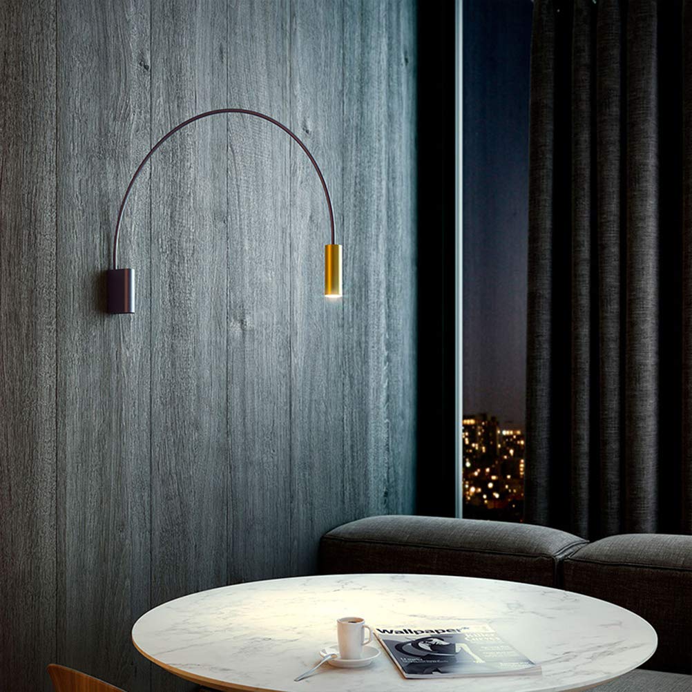 Moderne Schwanenhals Wandleuchte Innen Verstellbarer Flexibler Arm Wandlampe aus Messing Wand-Leselampe Nachttischlampe, Minimalismus Design Wandstrahler, für Schlafzimmer Wohnzimmer Esszimmer Flur