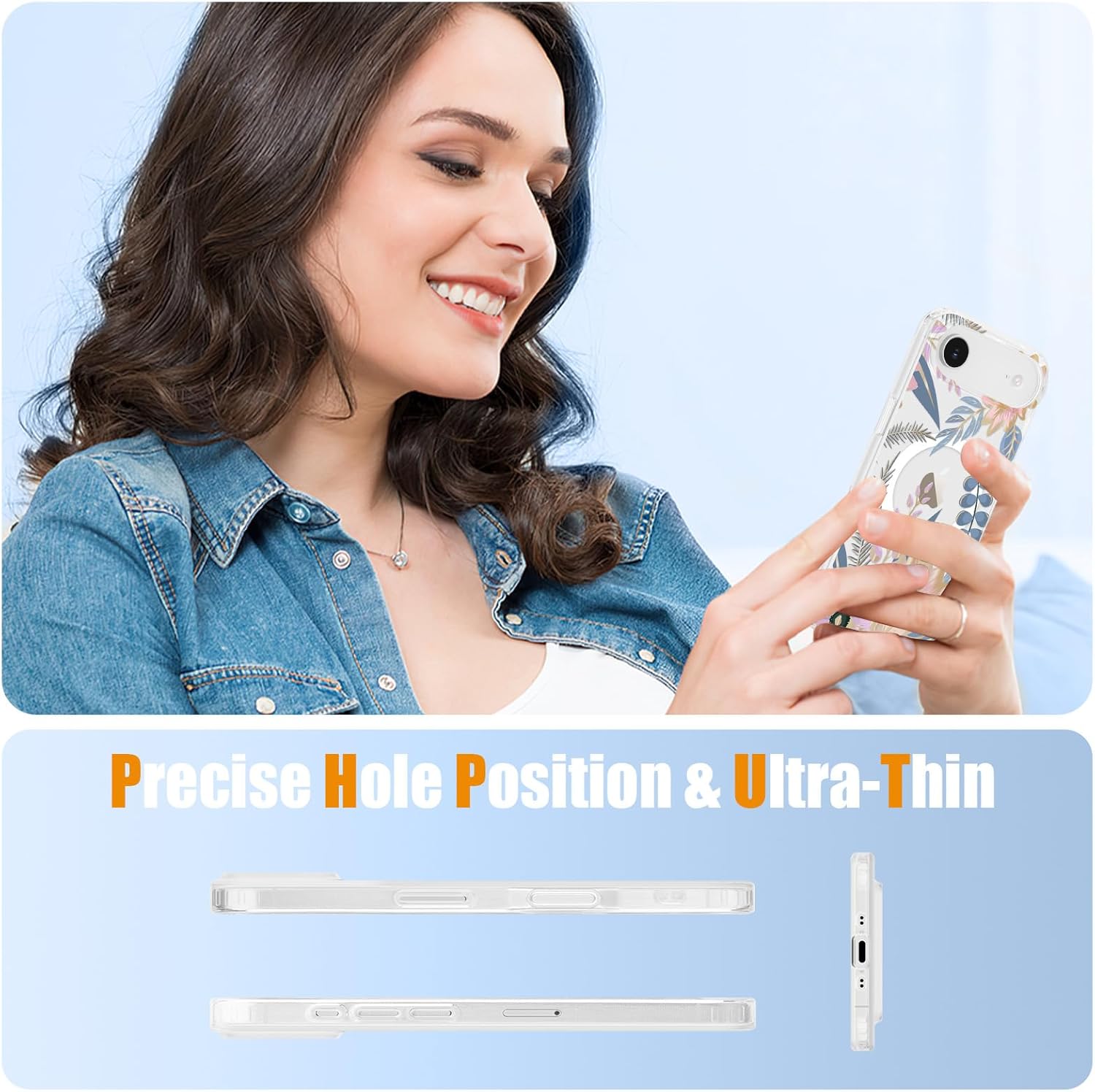 Magnetic for iPhone Air Case Floral, Cute Luxury Clear Flower Cover for Women Girls Elegant Aesthetic Soft [Compatible with Magsafe] Protective Phone Case for iPhone Air, Blossom - Image 6