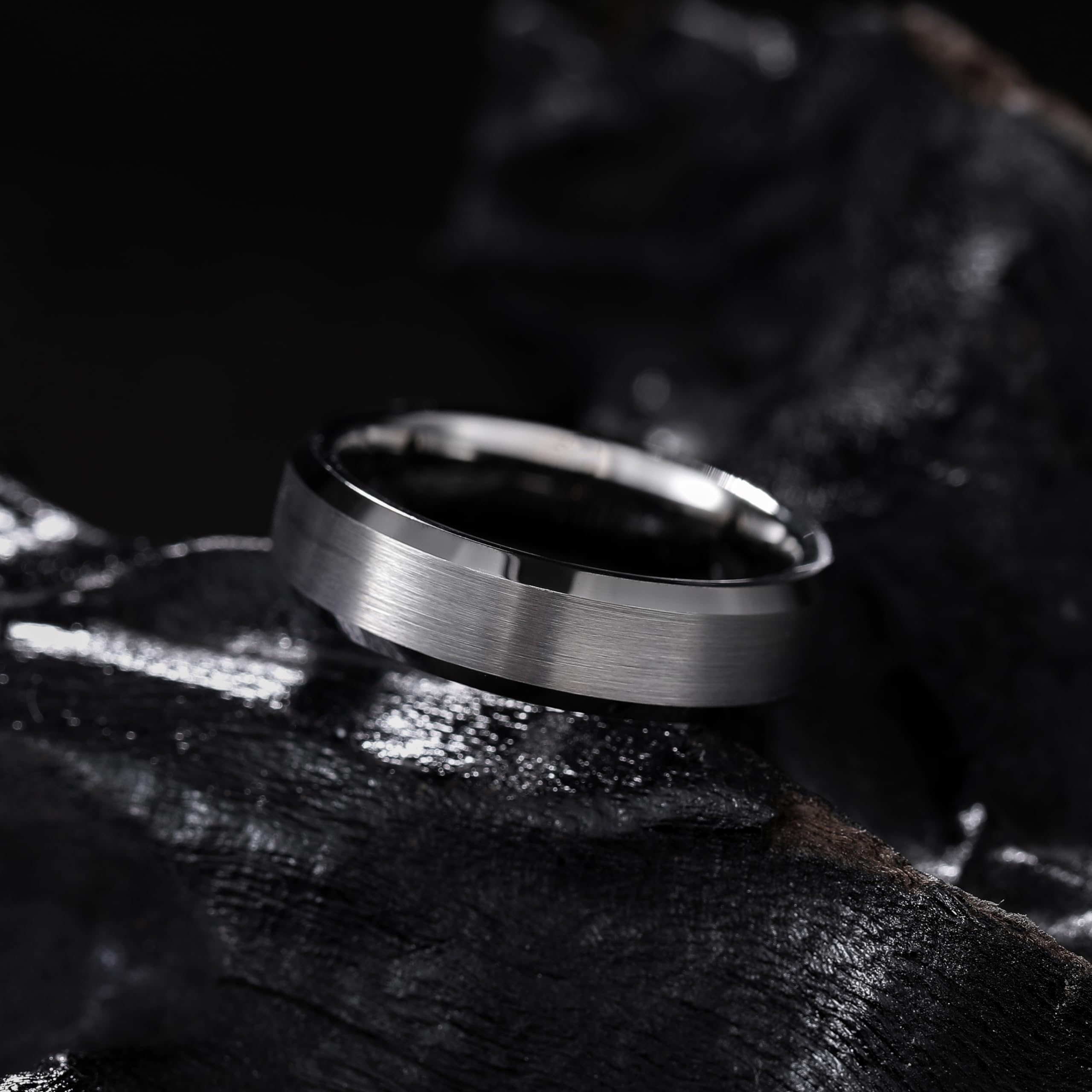 King Will Silver/Black/Gunmetal Grey Promise 6MM/7MM/8MM Wedding Band For Men Tungsten Carbide Ring Comfort Fit Beveled Edges/Step Edges