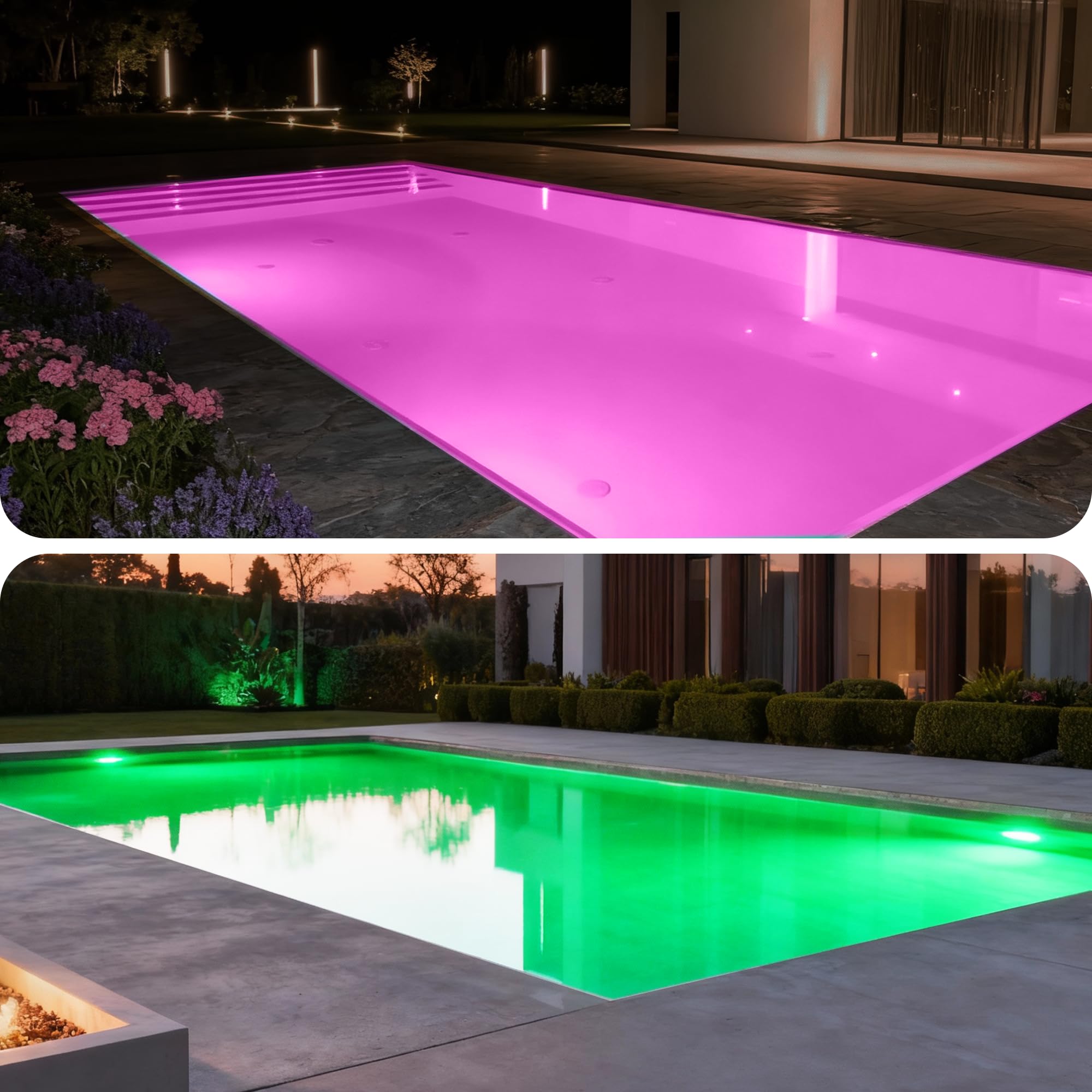 LyLmLe Foco LED Piscina Relleno de Resin, 35W Luces LED Piscina Lámpara Regulable Sincronización Multicolor RGB para Superficie extraplano, IP68 Impermeable,12V AC(No incluye unidades de control)