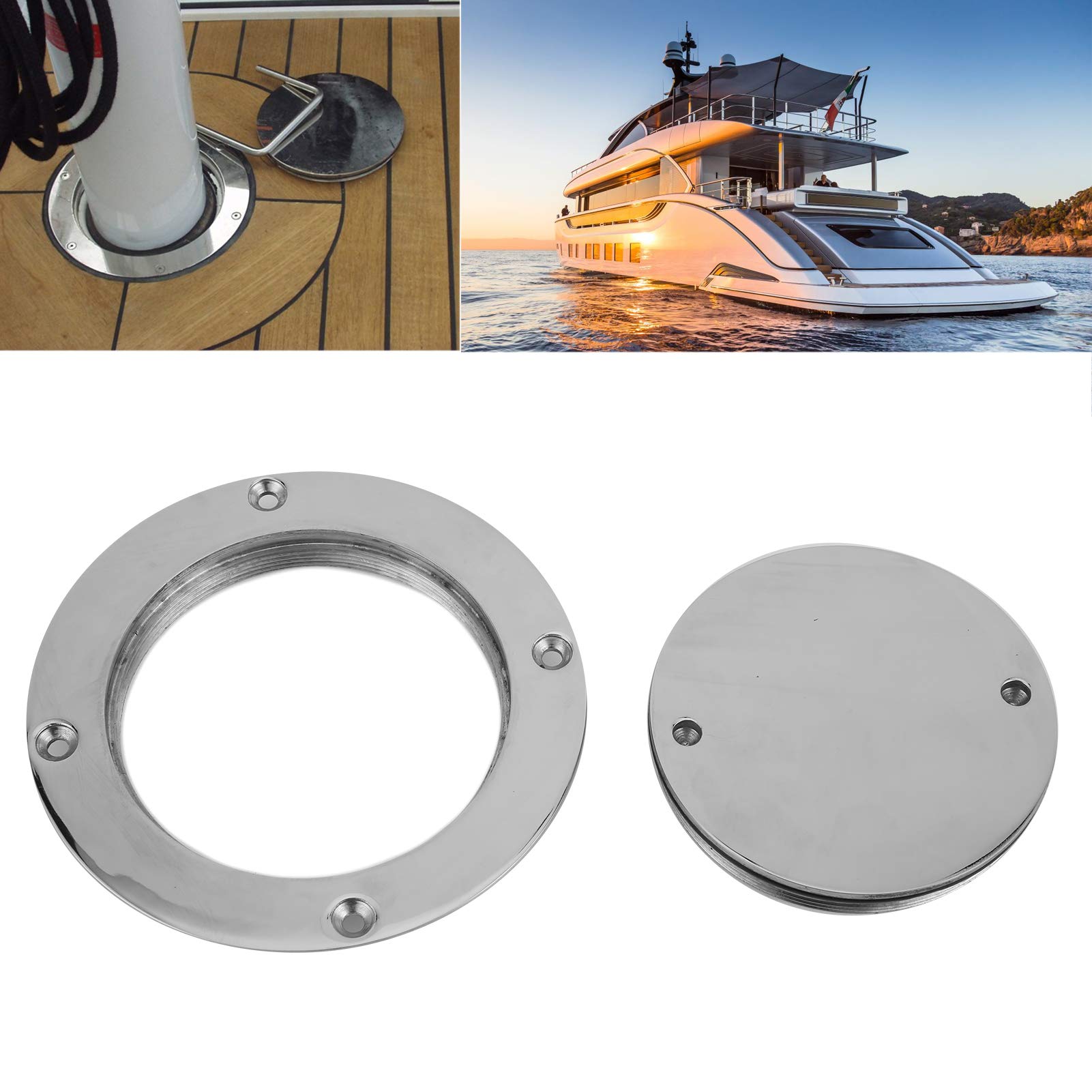 Plaque de Pont KIMISS, Trappe D'inspection en Acier Inoxydable de Couvercle de Trappe de Pont en Acier Inoxydable de 4 Pouces avec Clé pour Accessoire de Quincaillerie Marine de Yacht