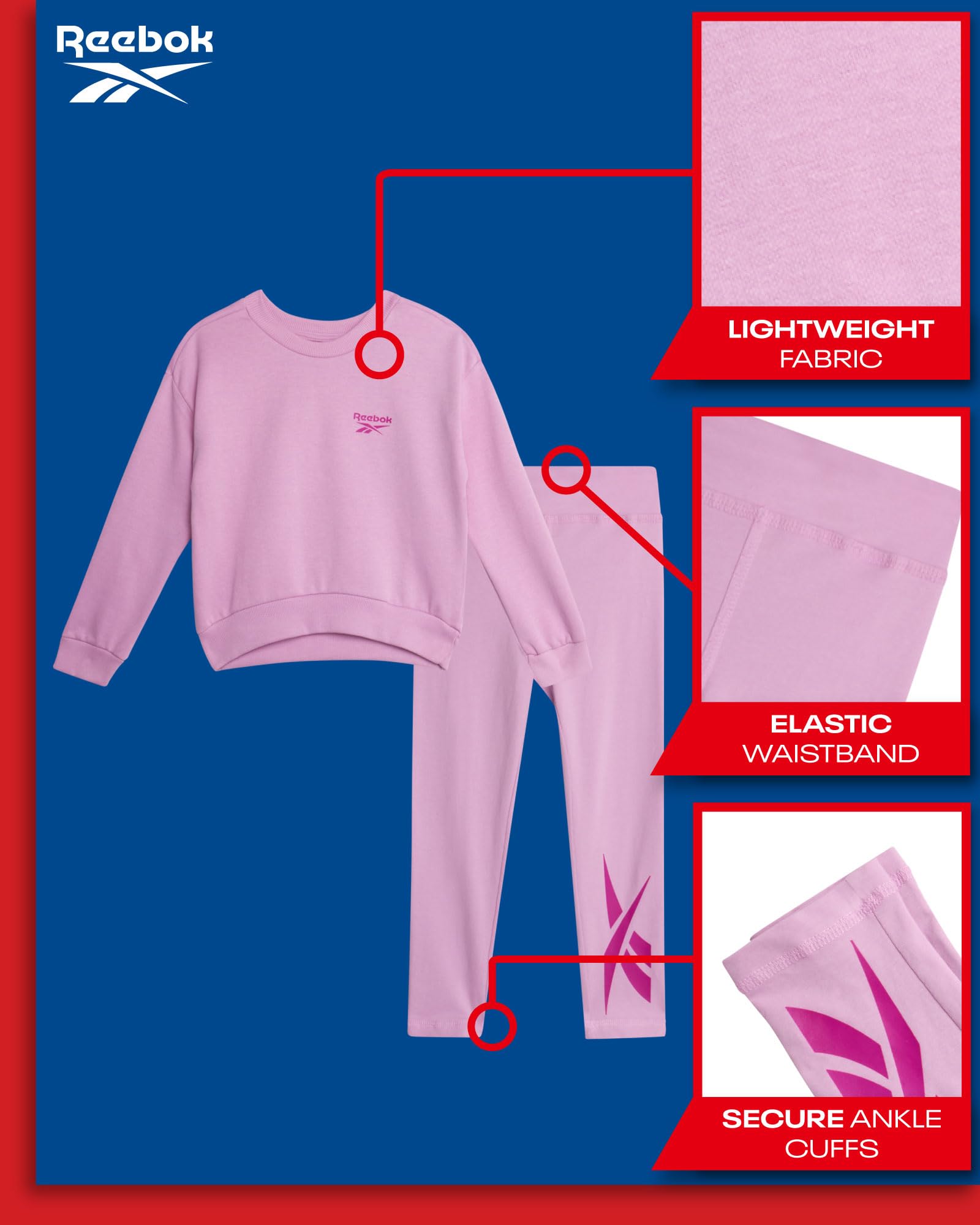 Reebok G Tod Hood Leggin 2p Set di pantaloni Bimba 0-24 (Pacco da 2)