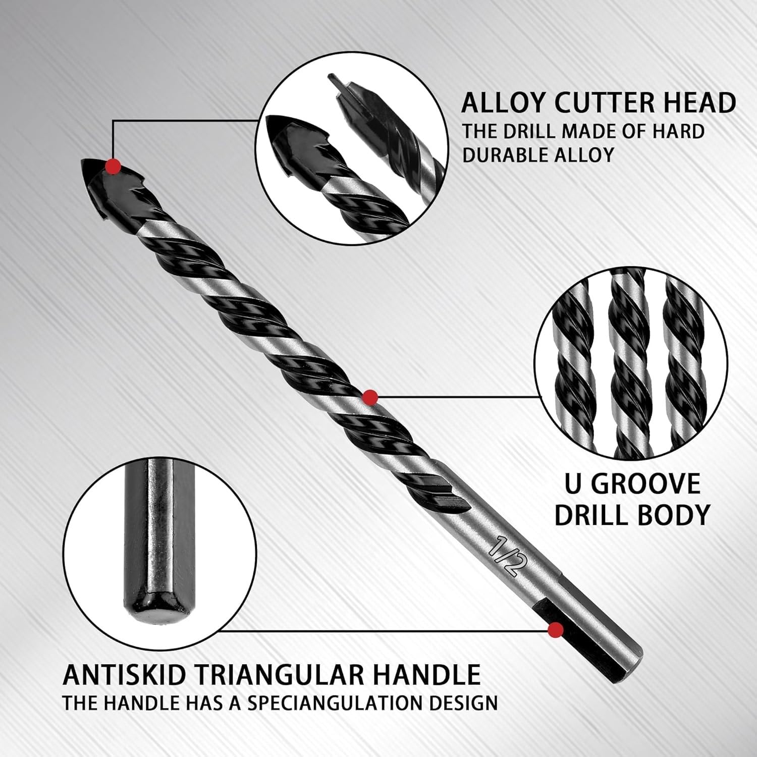 Set di 8 pezzi Punte per Trapano Multifunzionali 3-12mm per Legno, Metallo, Calcestruzzo