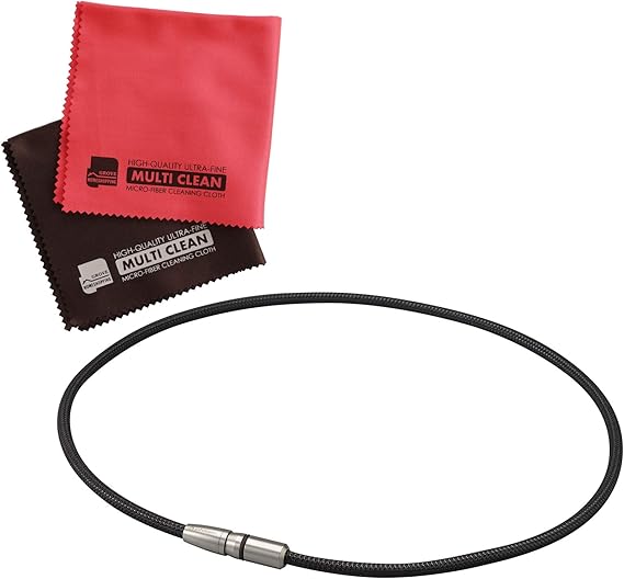 Amazon Co Jp Phiten ファイテン Rakuwa磁気チタンネックレス Bullet ブラック ブラック マイクロファイバークロス2枚組 セット スポーツ アウトドア