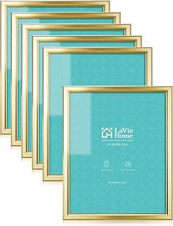 LaVie Home 8x10 Picture Frames (6 Pack, Gold) Simple Designed Photo Frame with High Definition Glass for Wall Mount & Table Top Display, Set of 6 Classic Collection