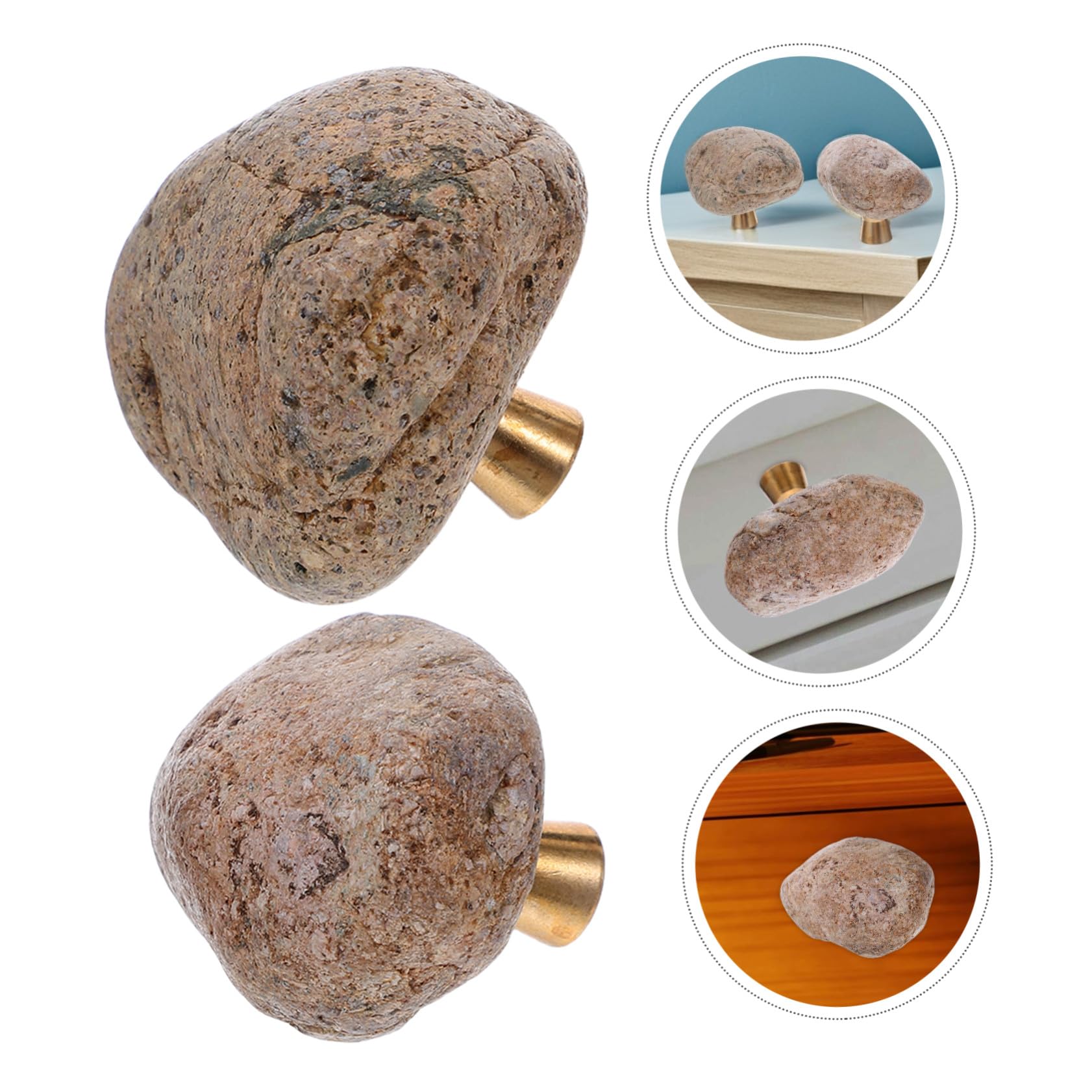 HOMSFOU 2 pomelli irregolari in pietra naturale per cassetti, in ottone, con impugnatura ergonomica, maniglie decorative per armadi, librerie e cassettiere