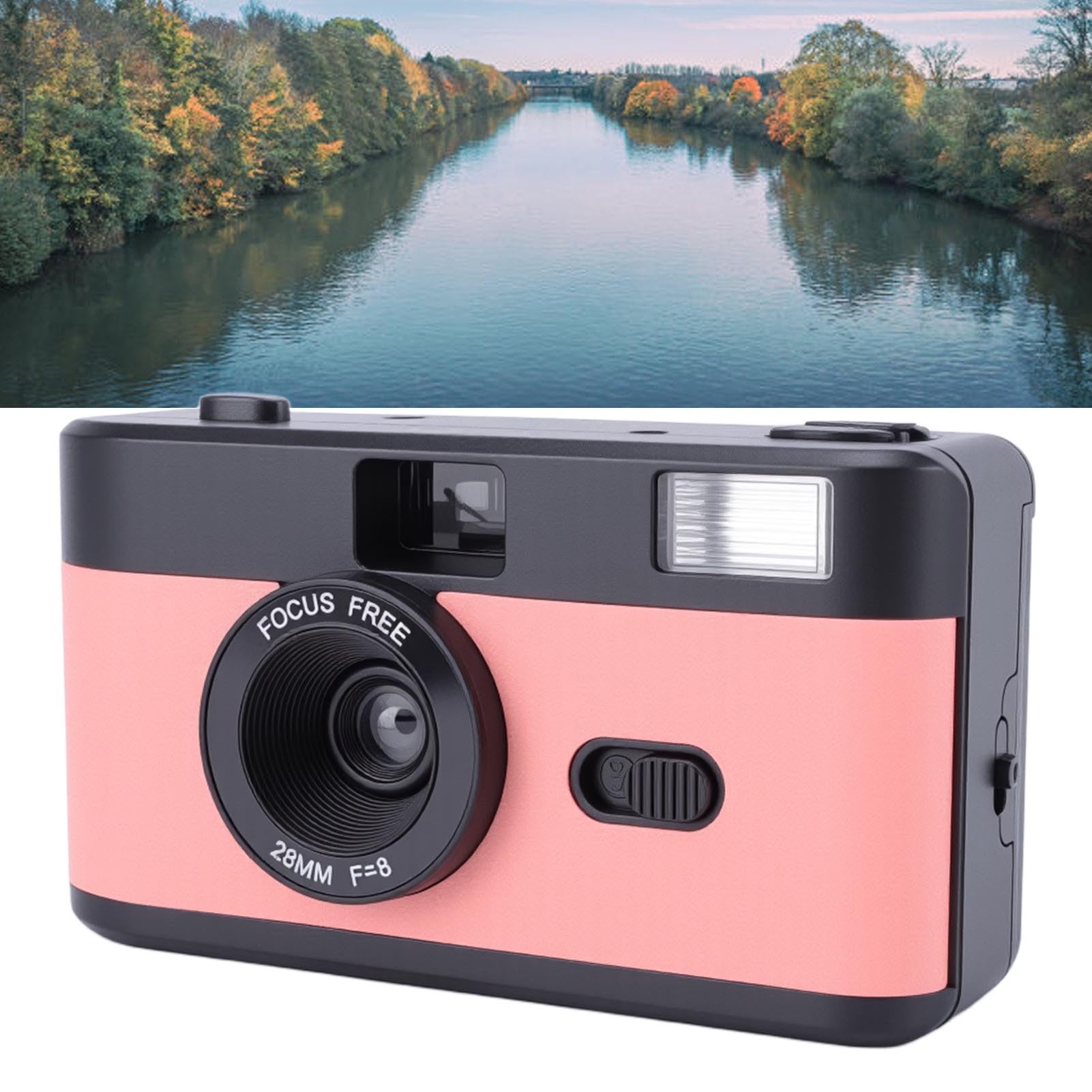 Generic Cámara de Película de 35 Mm Cámara de Película Recargable Elegante con Flash para Entusiastas de la Fotografía Cinematográfica de Fotografía Simple para Varias Escenas 1 Pila Seca AA (Negro