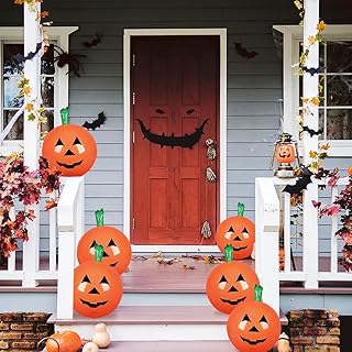 ArtCreativity Pumpkin Inflates, (Set of 4), 14 Inch Blow-Up Jack-O-Lanterns, Inflatable Halloween Pumpkins Decorations, Halloween Party Supplies, JackoLantern Inflate, for Indoor and Outdoor Use