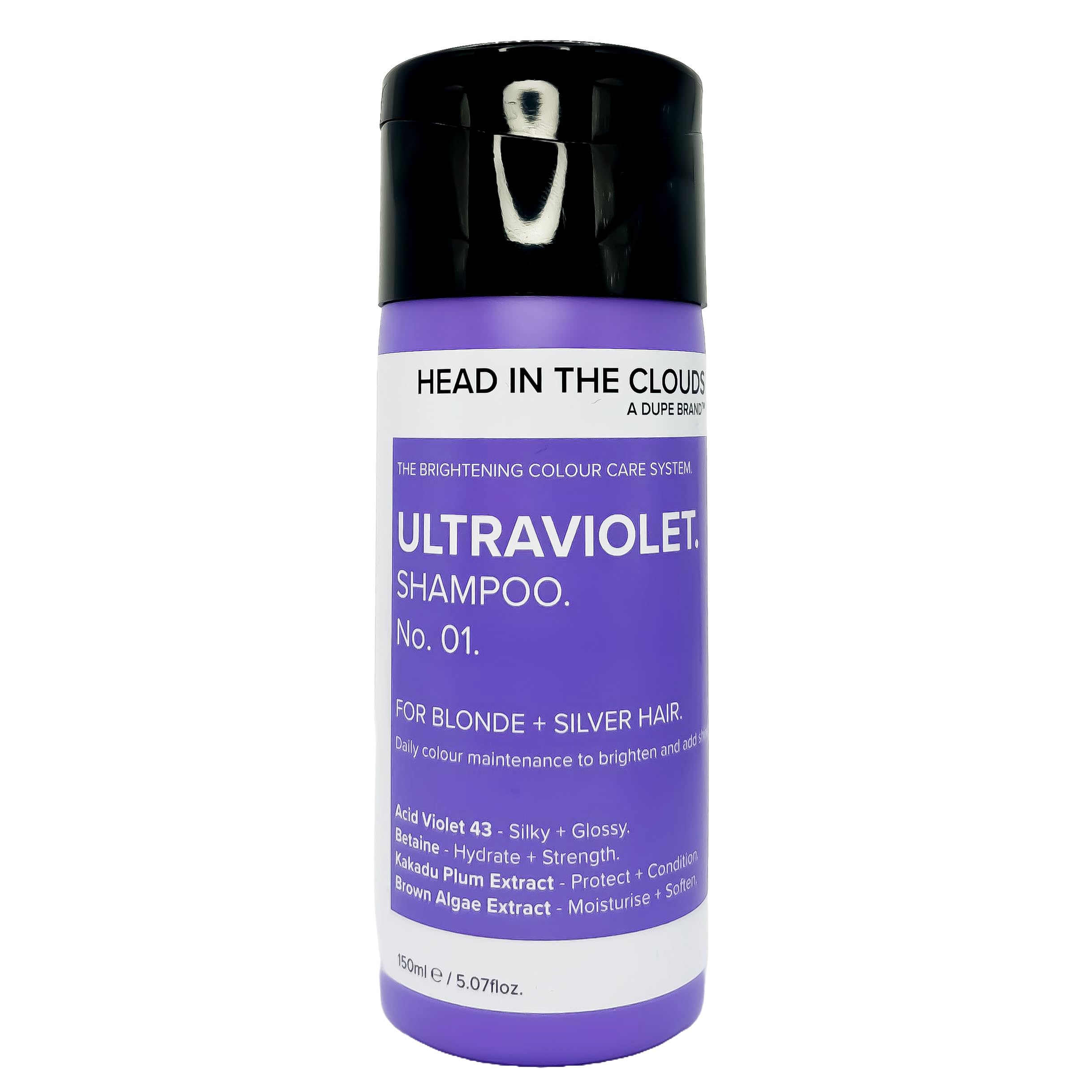 Dupe Head in the Clouds Ultraviolet Purple Shampoo No. 01, Blonde, Silver and White Hair Enhancer