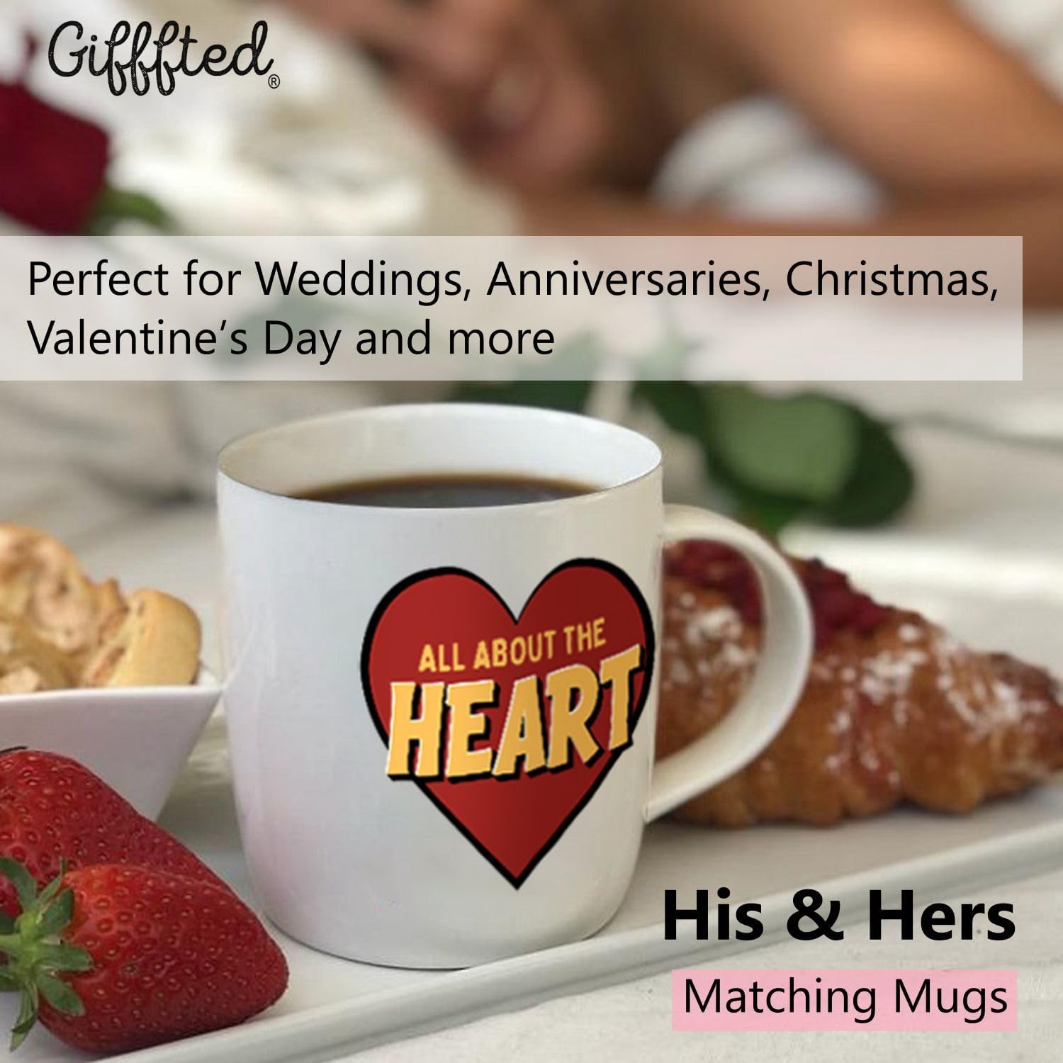 Triple Gifffted Anniversary Mugs for Couples - Pop Art Funny Fart Gag Gifts - 13oz Ceramic Coffee Cups in Gift Box - Idea for Valentine’s Day Christmas Wedding - Boyfriend Girlfriend - Husband Wife - Image 4