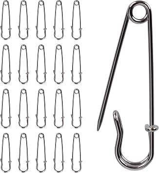 20 Pack of 2-Inch Heavy-Duty Steel Safety Pins Ideal for Blankets, Clothing, Crafts, and Canvas Work Silver Finish