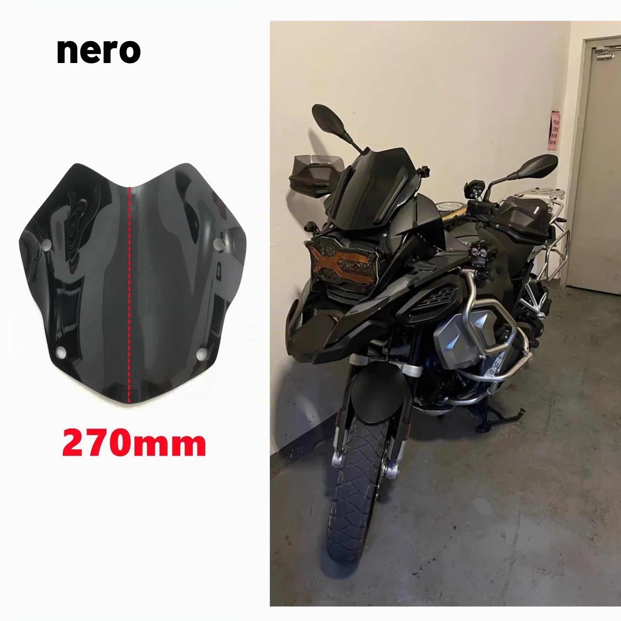 Moto Cupolino Parabrezza Per BMW R 1250 GS LC R1250GS R1200GS R1250GS 2013-2022 Parabrezza Parabrezza ADV Triplo Nero Adventure Parabrezza Schermo Deflettore Per Moto(430mm Black)