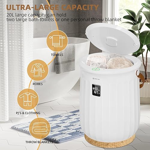 Miniatura 6 de Keenray Calentador de toallas de temperatura ajustable con temporizador, bloqueo de seguridad y pantalla, para baño, bañera de hidromasaje, spa,