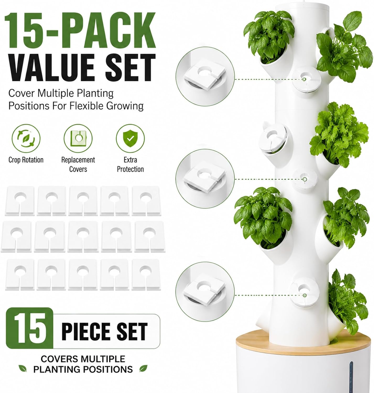 15-Pack Light Blocking Pod Caps Compatible with Gardyn Hydroponics | Upgraded Seed Covers & Reusable Accessories for Cleaner Indoor Garden System