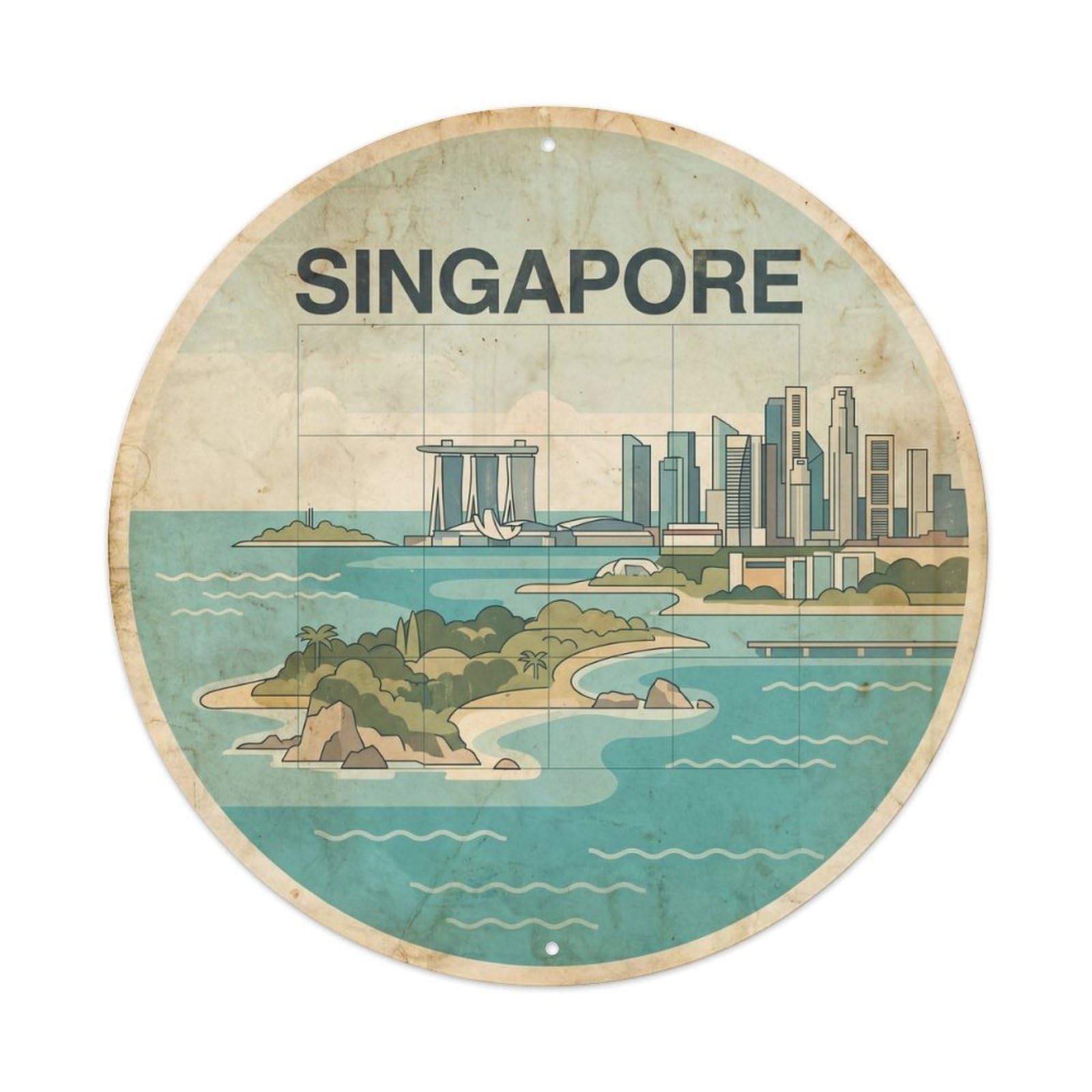 Singapore Southeast Asia Swiss Minimal Travel Metal Tin Sign