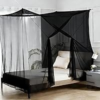 Vista 5 de Comtelek Dosel de Cama de 8 Esquinas con 100 Luces LED de Cadena de Estrellas Operadas por Batería, Red de Cama Estilo Único de 4 Puertas Cortinas