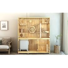 Cat Enclosure Cat Villa Wood Cage Cabinet Can Put Smart Litter Box Home for Small Animals