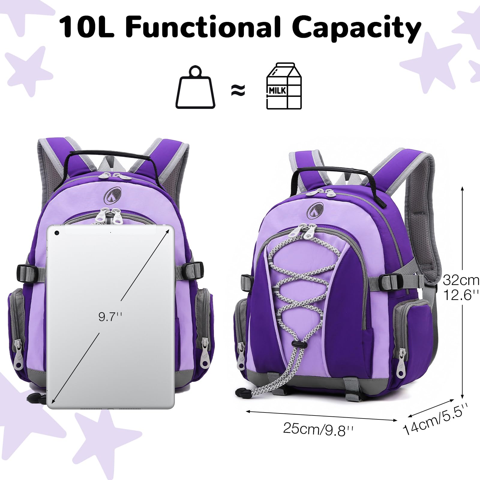 Outplea 10L Lightweight Small Hiking Backpack for Girls, Mini Backpacks for Women, Nano Waterproof Day packs for Travel Casual Everyday, Purple