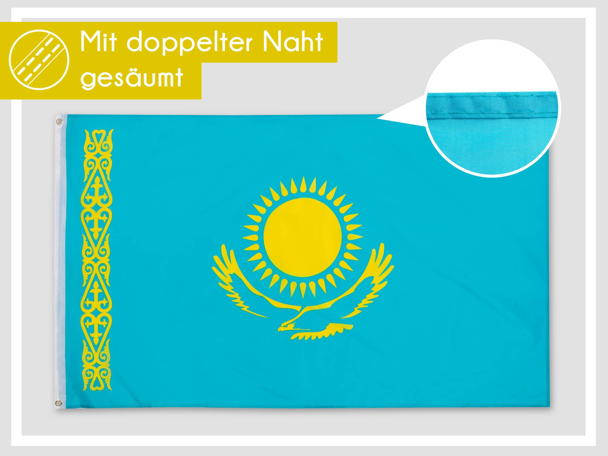 PHENO FLAGS Kazakhstan flag, 90x150cm, weatherproof and tear-resistant - Image 2