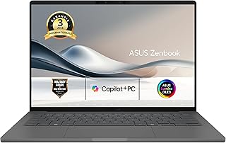 ASUS Zenbook A14 UX3407RA-QD011W Copilot+ PC 14 Pouces WUXGA OLED 60Hz Pc Portable (Snapdragon X Elite X1E 78 100, 32GB LPDDR5X, 1TB SSD, Qualcomm Adreno GPU, Windows 11 Home) – Clavier AZERTY.