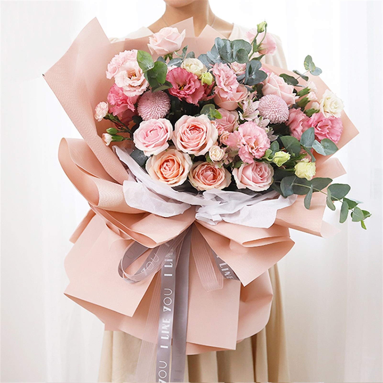 Papel de Envoltura de Regalo 20 Shoets Bouquet Material de Embalaje Kaffin Paper Flowers Wrapping Paper Florist Supplies Impermeable Papeles en Relieve (Color : 1)