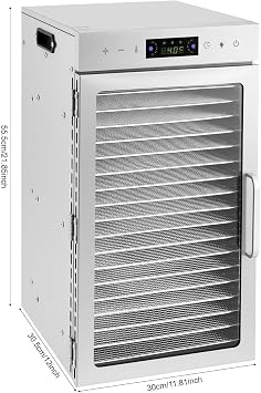 Food Dehydrator, 18 Stainless Steel Trays, 800W Dryer Machine with Adjustable Timer and Temperature, for Jerky, Fruit, Meat, Herbs, Pet Treats, Home and Commercial Use
