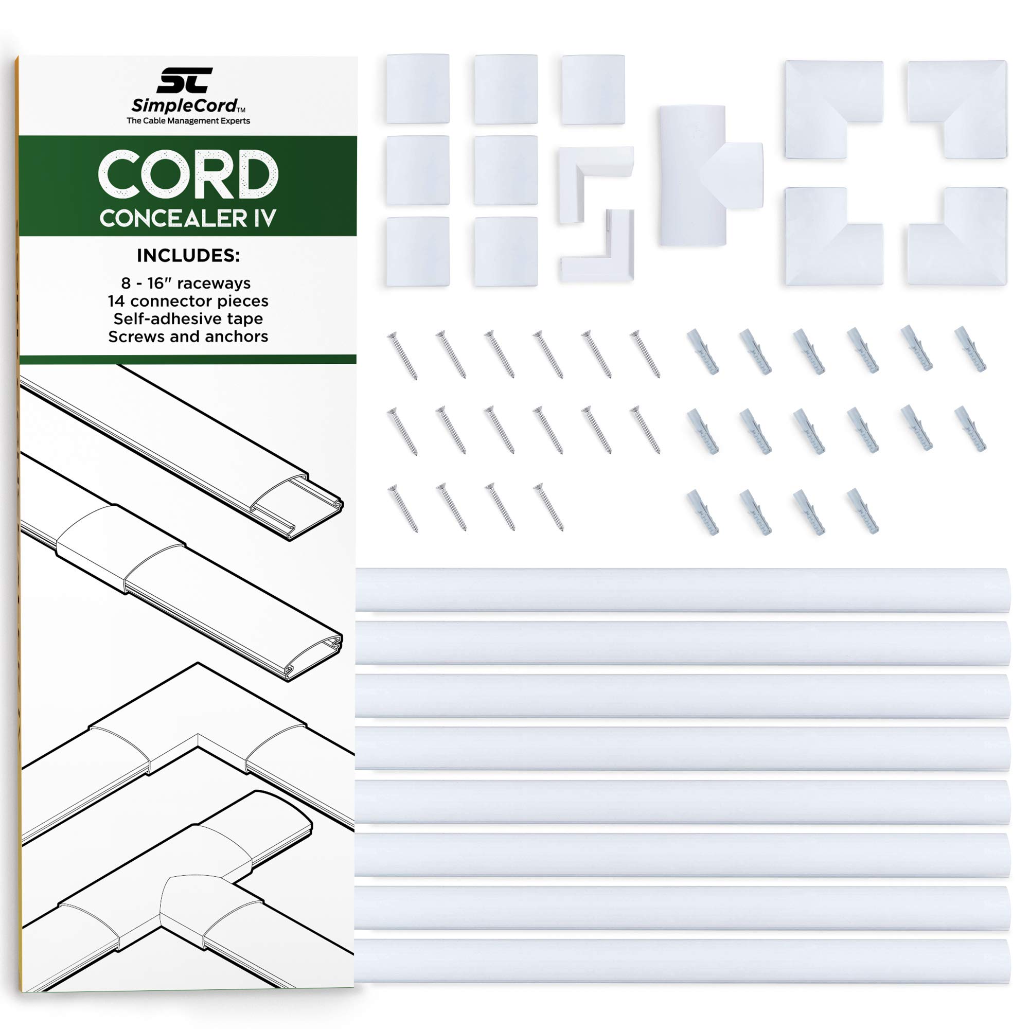 Cord Organizer Kit- Sliding Cable Management-Covers for Hiding Power Cords or Wires, Wall Mounted TV Cables in Home or Office by SimpleCord