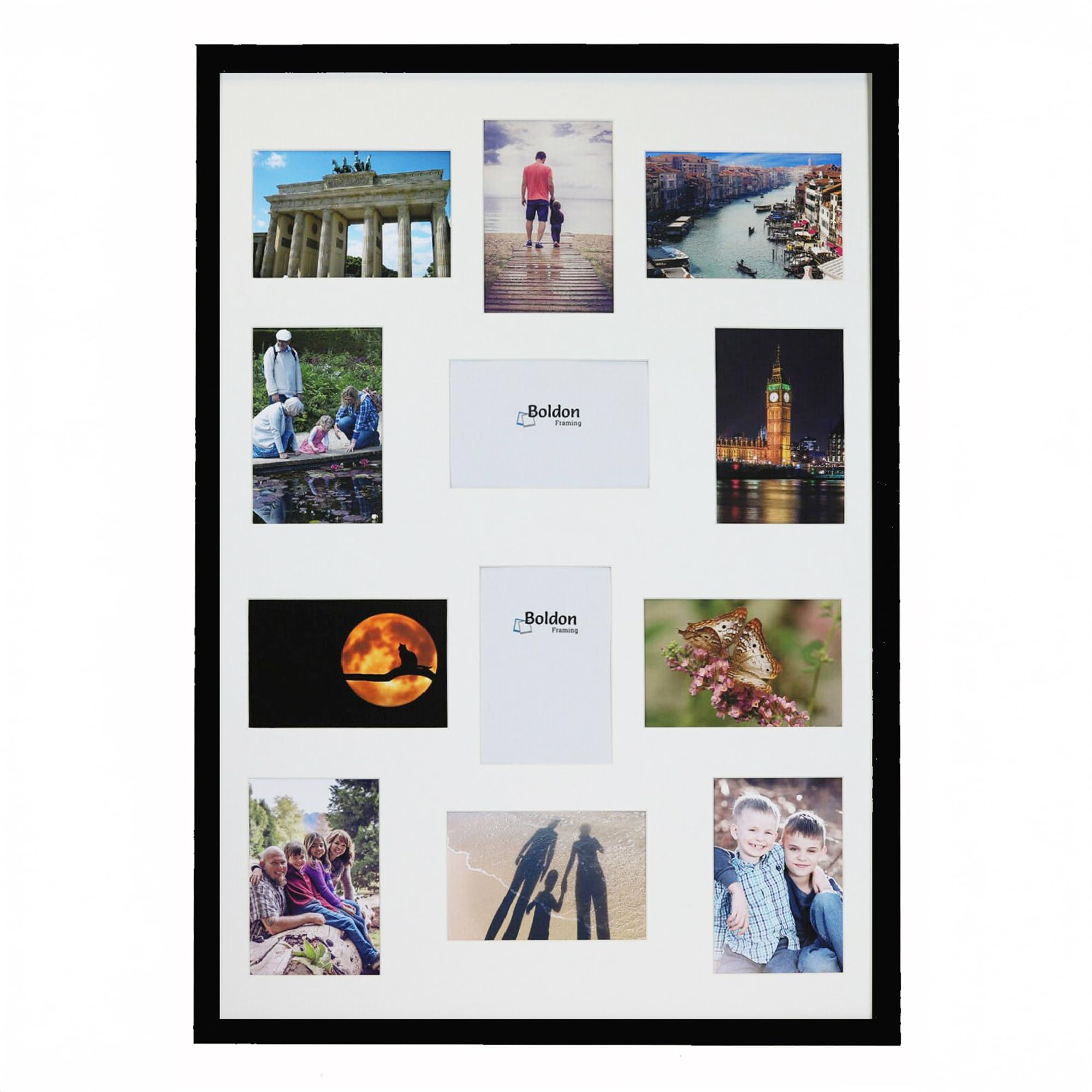 Boldon Framing Black 8/9/10/12/16/20 Photos Large Multi Picture Frame Collage Aperture Decor Memories-12 Aperture