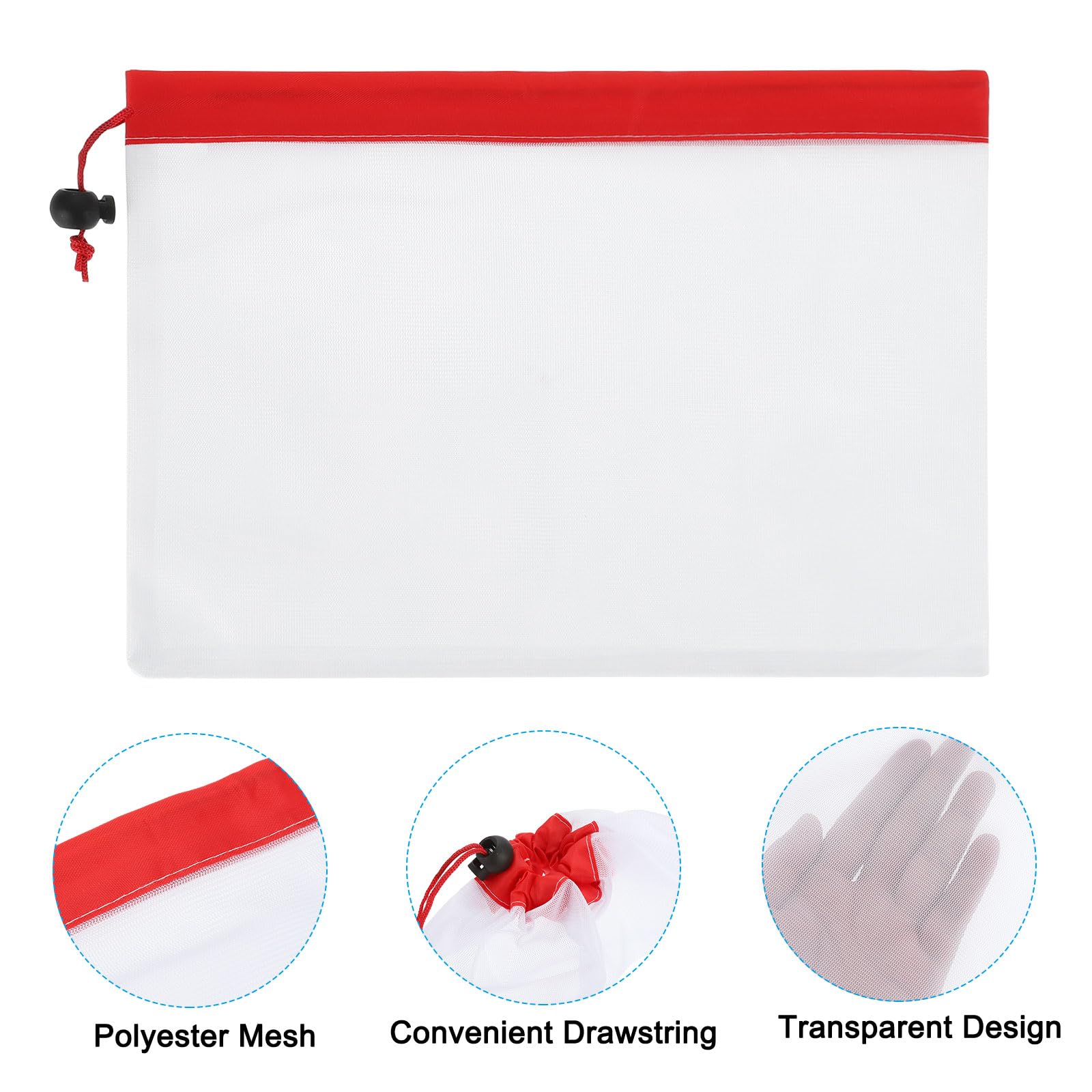 PATIKIL Mesh Produce Bags, 8 Pack 12x8 Inch Reusable Produce Bag Drawstring Washable See-Through Grocery Bags for Fruits Veggies Shopping Storage, Red - Image 3
