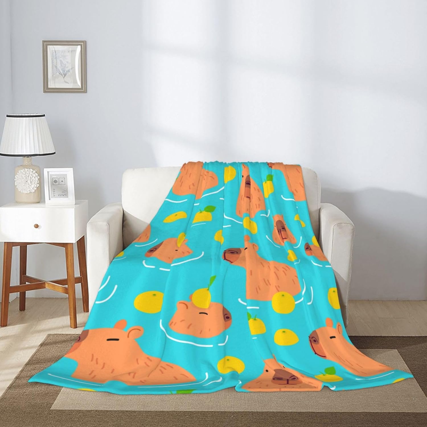 Cute Capybara Animal Pattern Blanket, Soft Blankets Flannel Bed Throw Cozy Lightweight Plush Gifts for Kids Boys Girls Women Men Sofa Couch Bedroom Living Rooms Warm All Season, Home Decor, 80"x60" - Image 8