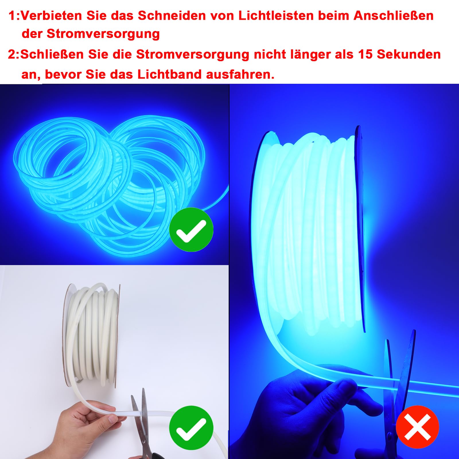 BENLUN Striscia LED COB 230V Esterno Impermeabile 20 metri, Luci LED 220V | Blu Strisce LED da Esterno Alta Luminosità 200W 288LEDs/m IP65 per Camera da letto, Cortile, Giardino, Gaming