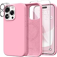 Vista 36 de GONEZ Funda de silicona para iPhone 14 Pro Max, compatible con MagSafe, con protector de pantalla + protector de lente de cámara, silicona líquida a