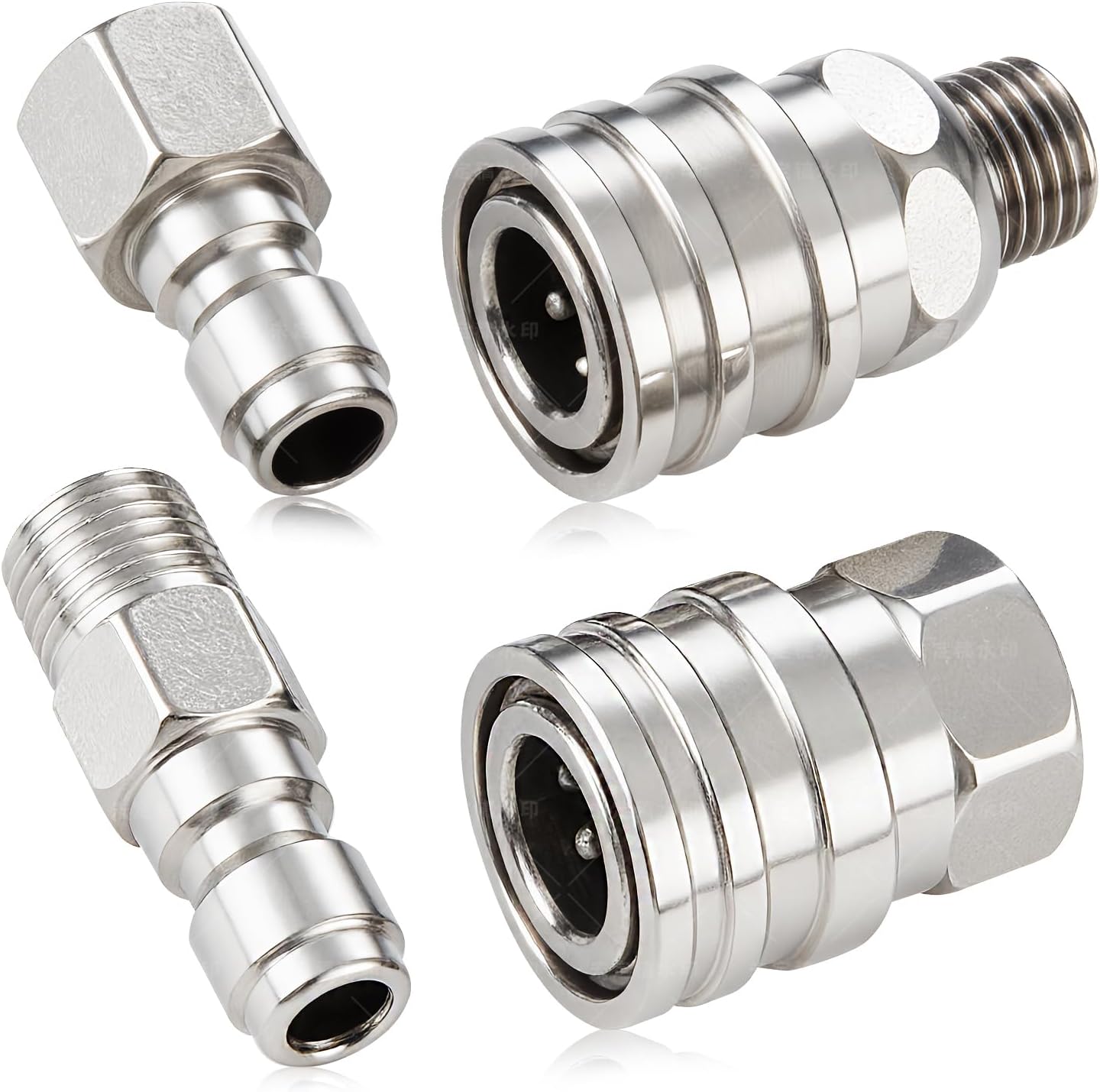 Stainless Steel 1/4" Quick Connect Fittings-Pressure Washer Accessories,Quick Release Couplers for Power Washers, Leak-Proof&Corrosion Resistant, 5000 PSI Pressure Washer Adapters (2-Pack)
